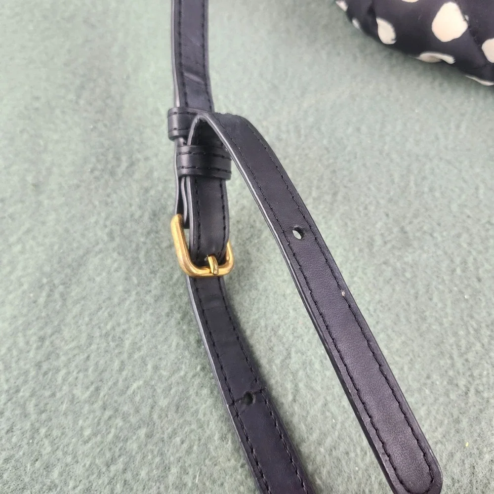Marc By Marc Jacobs Natasha Nylon Quilted Crossbody Bag Purse Black White Dot